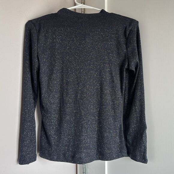 Violets & Roses blue sparkly mock neck top - Picture 3 of 4